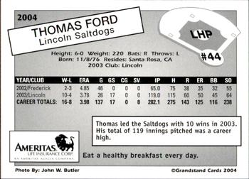 2004 Grandstand Lincoln Saltdogs #7 Thomas Ford Back