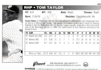 2004 Choice Newark Bears #22 Tom Taylor Back