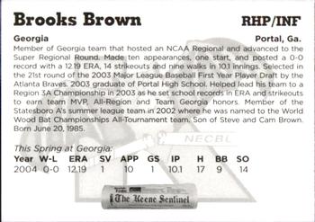 2004 Keene Swamp Bats #16 Brooks Brown Back