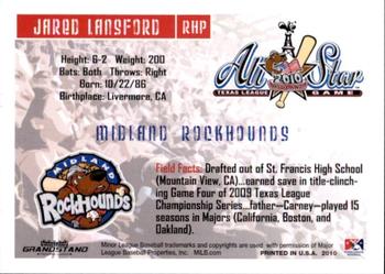 2010 Grandstand Texas League All-Stars South Division #17 Jared Lansford Back