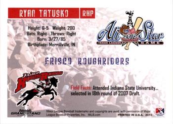 2010 Grandstand Texas League All-Stars South Division #25 Ryan Tatusko Back