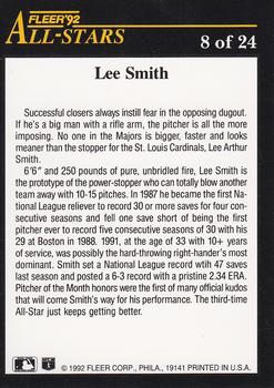 1992 Fleer - All-Stars #8 Lee Smith Back
