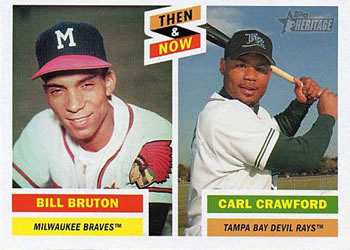 2005 Topps Heritage - Then and Now #TN9 Bill Bruton / Carl Crawford Front