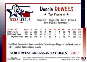 2017 Grandstand Texas League Top Prospects #5 Donnie Dewees Back