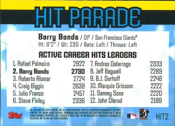 2005 Topps - Hit Parade #HIT2 Barry Bonds Back