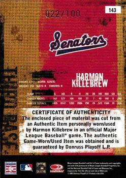 2005 Donruss Leather & Lumber - Materials Jersey #143 Harmon Killebrew Back