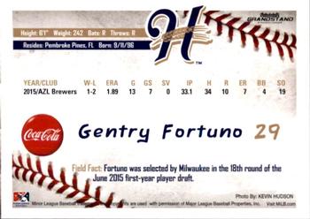2016 Grandstand Helena Brewers #9 Gentry Fortuno Back