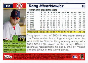 2005 Topps Opening Day #81 Doug Mientkiewicz Back
