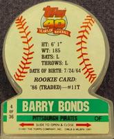 1991 Topps Stand-Ups - Clear #4 Barry Bonds Back