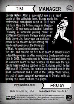 2015 Choice Winston-Salem Dash #25 Tim Esmay Back