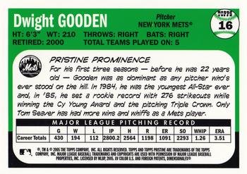 2005 Topps Pristine Legends #16 Dwight Gooden Back
