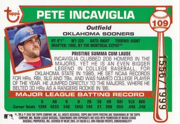 2005 Topps Pristine Legends #109 Pete Incaviglia Back