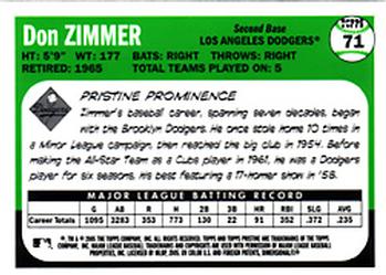 2005 Topps Pristine Legends #71 Don Zimmer Back