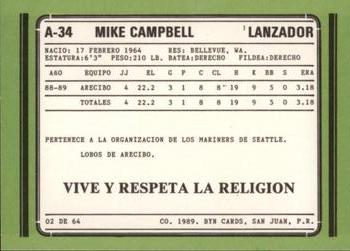 1988-89 BYN Puerto Rico Winter League Update #2 Mike Campbell Back