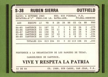 1988-89 BYN Puerto Rico Winter League Update #52 Ruben Sierra Back