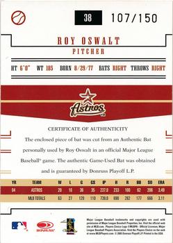 2005 Donruss Prime Patches - Materials Bat #38 Roy Oswalt Back