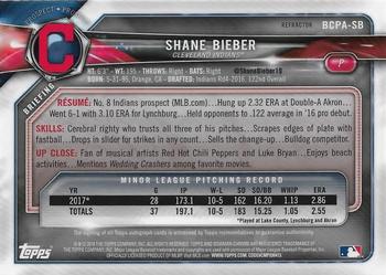 2018 Bowman Chrome - Prospects Autographs Refractor #BCPA-SB Shane Bieber Back