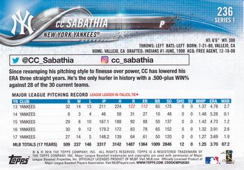 2018 Topps - All-Star Game #236 CC Sabathia Back