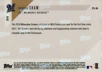 2018 Topps Now Postseason Milwaukee Brewers #PS-94 Travis Shaw Back