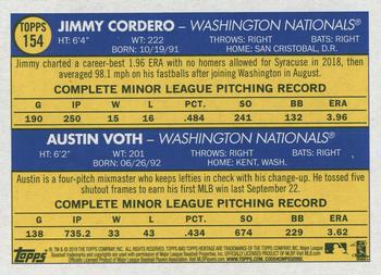 2019 Topps Heritage #154 Nationals 2019 Rookie Stars (Jimmy Cordero / Austin Voth) Back
