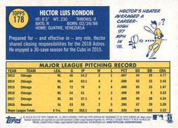 2019 Topps Heritage #178 Hector Rondon Back
