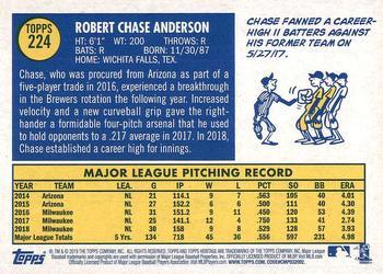 2019 Topps Heritage #224 Chase Anderson Back