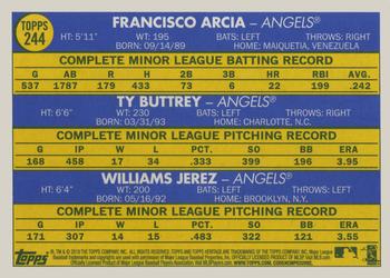2019 Topps Heritage #244 Angels 2019 Rookie Stars (Francisco Arcia / Ty Buttrey / Williams Jerez) Back