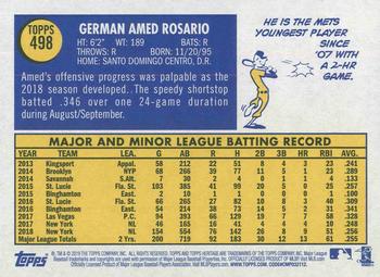 2019 Topps Heritage #498 Amed Rosario Back