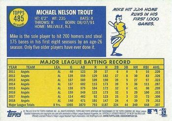 2019 Topps Heritage #485 Mike Trout Back
