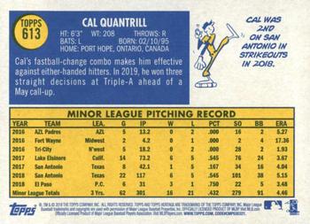 2019 Topps Heritage #613 Cal Quantrill Back