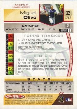 2005 Topps Total #32 Miguel Olivo Back