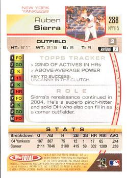 2005 Topps Total #288 Ruben Sierra Back