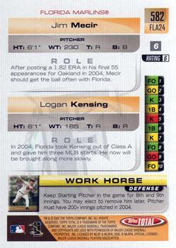 2005 Topps Total #582 Jim Mecir / Logan Kensing Back
