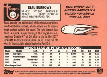 2018 Topps Heritage Minor League - Glossy #138 Beau Burrows Back