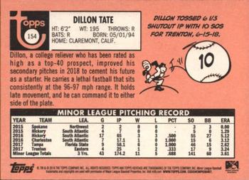 2018 Topps Heritage Minor League - Glossy #154 Dillon Tate Back