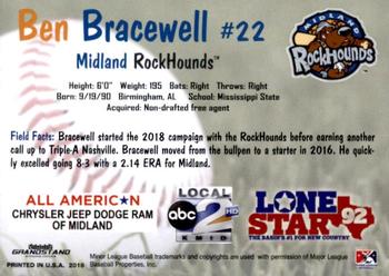 2018 Grandstand Midland RockHounds #3 Ben Bracewell Back