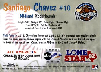 2018 Grandstand Midland RockHounds #7 Santiago Chavez Back