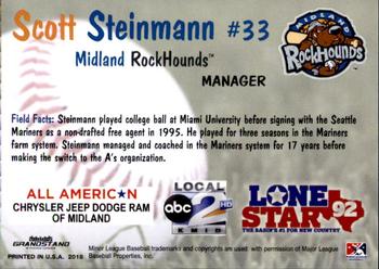 2018 Grandstand Midland RockHounds #23 Scott Steinmann Back