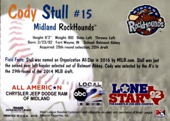 2018 Grandstand Midland RockHounds #24 Cody Stull Back