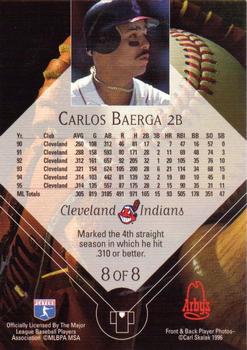 1996 Arby's Cleveland Indians 1995 Tribe Milestones #8 Carlos Baerga Back