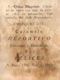 1945-46 Caramelo Deportivo Cuban League #5 Quico Magrinat Back