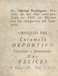 1945-46 Caramelo Deportivo Cuban League #83 Hector Rodriguez Back