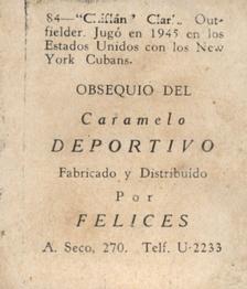 1945-46 Caramelo Deportivo Cuban League #84 Chiflan Clark Back