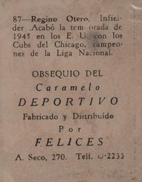 1945-46 Caramelo Deportivo Cuban League #87 Reggie Otero Back