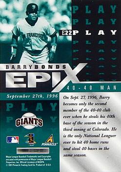 1998 Pinnacle - Epix Emerald #E22 Barry Bonds Back