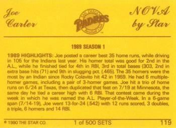 1990 Star Nova #119 Joe Carter Back