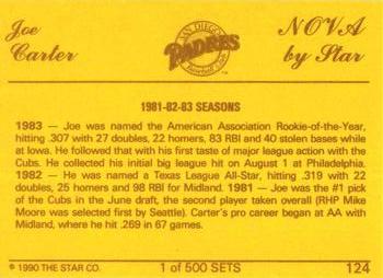 1990 Star Nova #124 Joe Carter Back