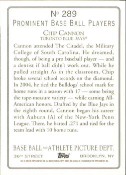 2005 Topps Turkey Red #289 Chip Cannon Back