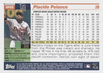 2005 Topps Updates & Highlights #UH33 Placido Polanco Back