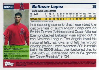 2005 Topps Updates & Highlights #UH233 Baltazar Lopez Back